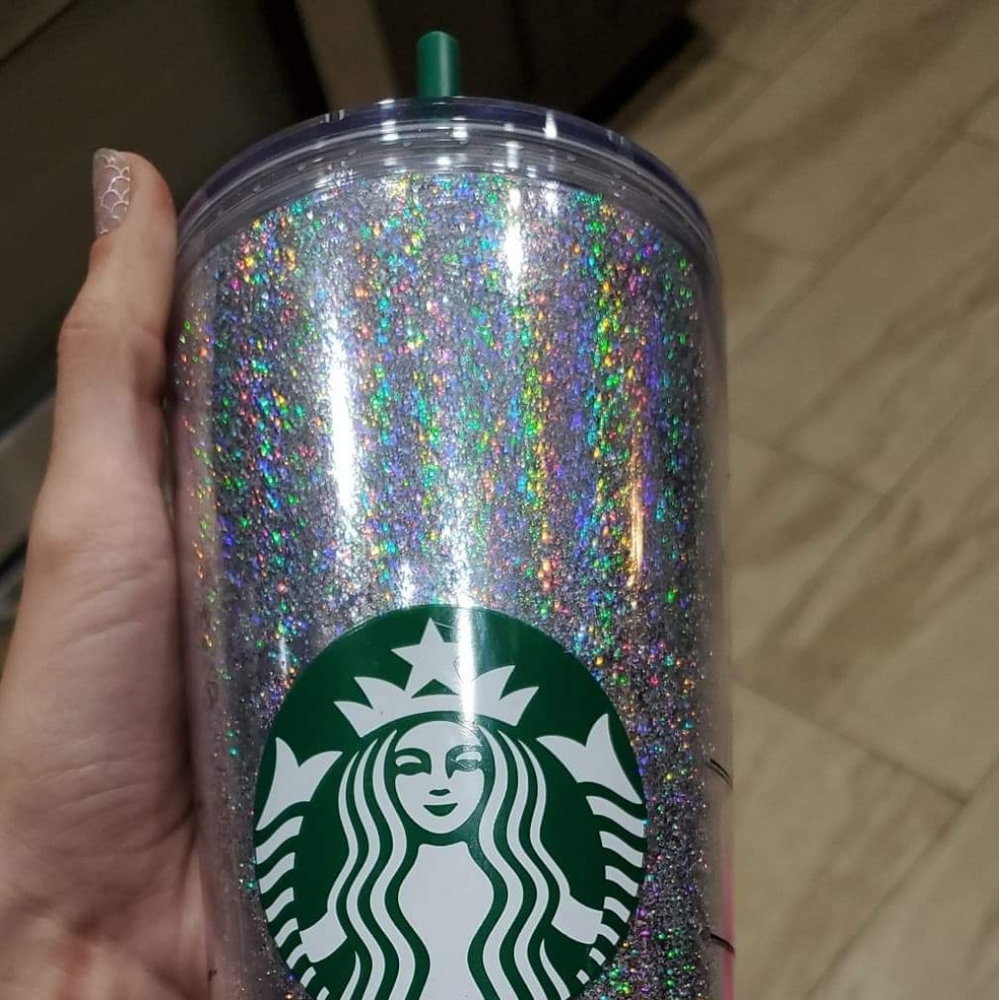 Customized glitter filled starbucks cup